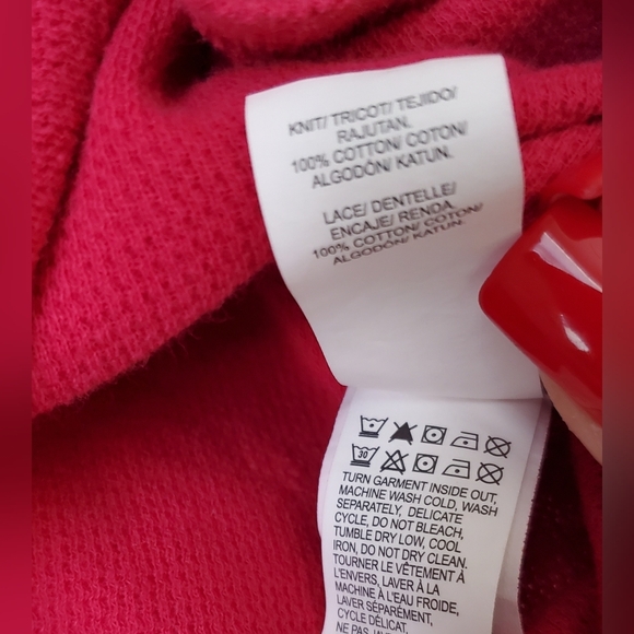Lucky Brand Women's Red Thermal Long Sleeve Lace-Up Top Size XL - Picture 6 of 6
